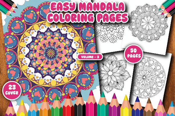 50 Easy Mandala Coloring Pages for a V-3