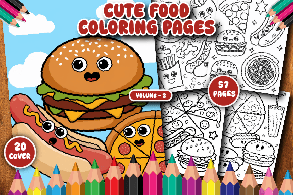 57 Cute Food Coloring Pages for Kids V-2