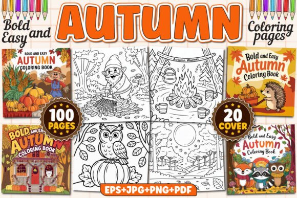 Bold and Easy Autumn Coloring Pages Kids