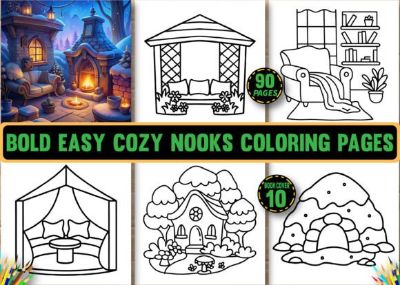 Bold Easy Cozy Nooks Coloring Pages
