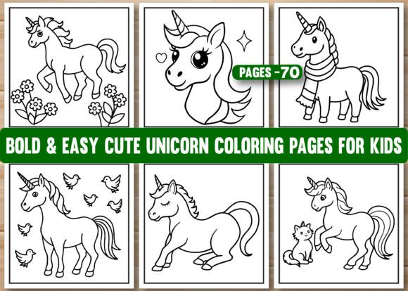 Bold Easy Cute Unicorn Coloring Pages