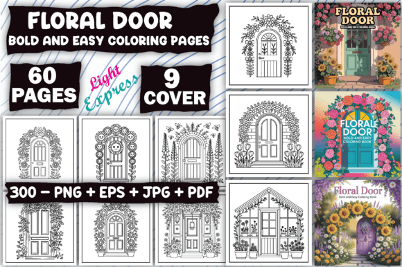 Bold Easy Floral Door Coloring Pages