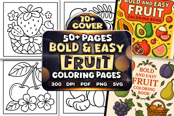 Bold Easy Fruit Coloring Pages Bundle