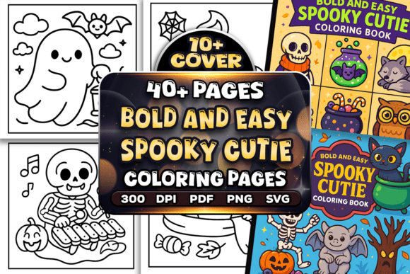 Bold Easy Spooky Cutie Coloring Pages: A Playful Halloween Coloring Experience
