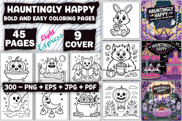 Bold Hauntingly Happy Coloring Pages: A Whimsical Escape for Adults