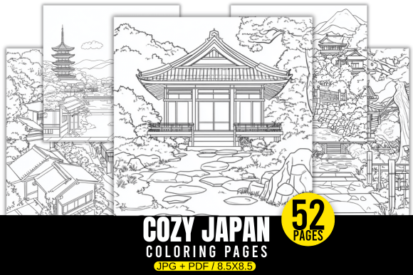 Cozy Japan Coloring Page: A Unique Design for Creative Expression and Merchandise