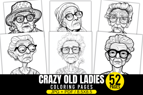 Crazy Old Ladies Coloring Pages