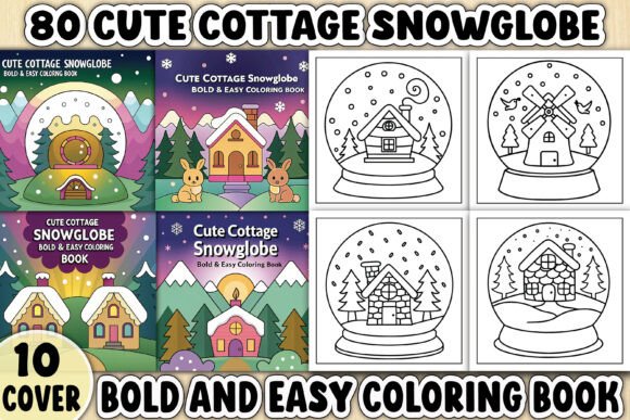 Cute Cottage Snowglobe Coloring Page