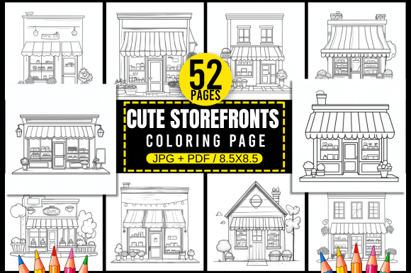 Cute Storefronts Coloring Page: A Creative Resource for Artists and Entrepreneurs